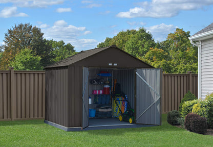 Arrow Hangar de rangement en acier à pignon très haut, 10 pi x 8 pi, EZEE Shed, charbon de bois 