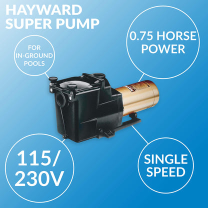 Hayward W3SP2605X7 Pompe de piscine Super Pump 0,75 HP