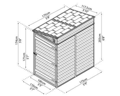 Palram - Canopia Skylight 4' x 6' Remise adossée - Gris 