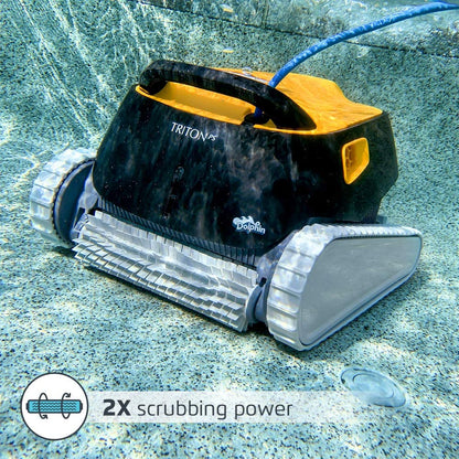 Aspirateur robotique Dolphin Triton PS pour piscine - Idéal pour les piscines enterrées jusqu'à 50 pieds - Aspiration puissante pour ramasser les petits débris - Panier filtrant extra large facile à nettoyer