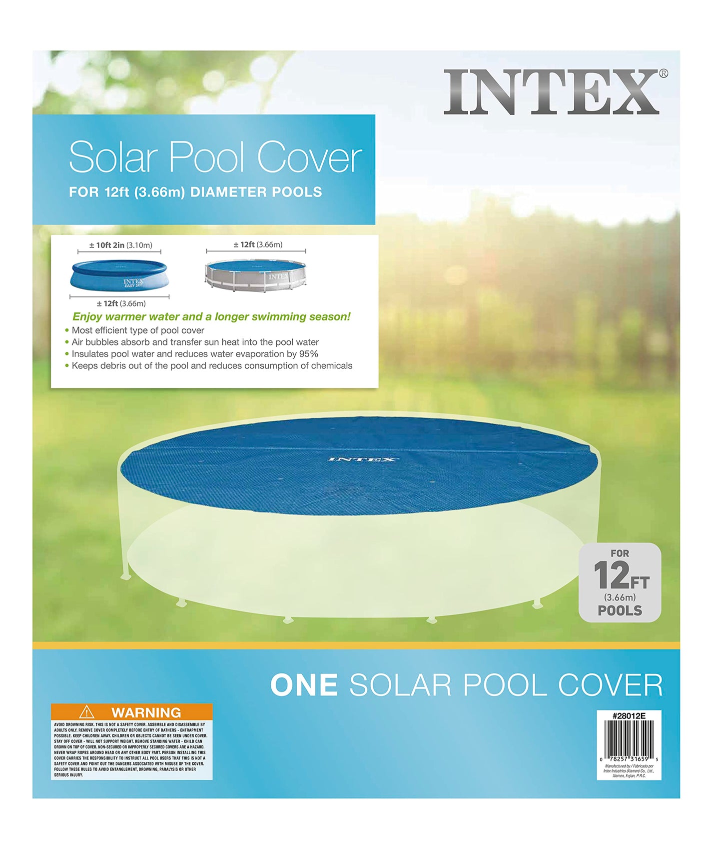 Couverture solaire Intex pour piscines Easy Set et Frame de 15 pieds de diamètre 15 pieds