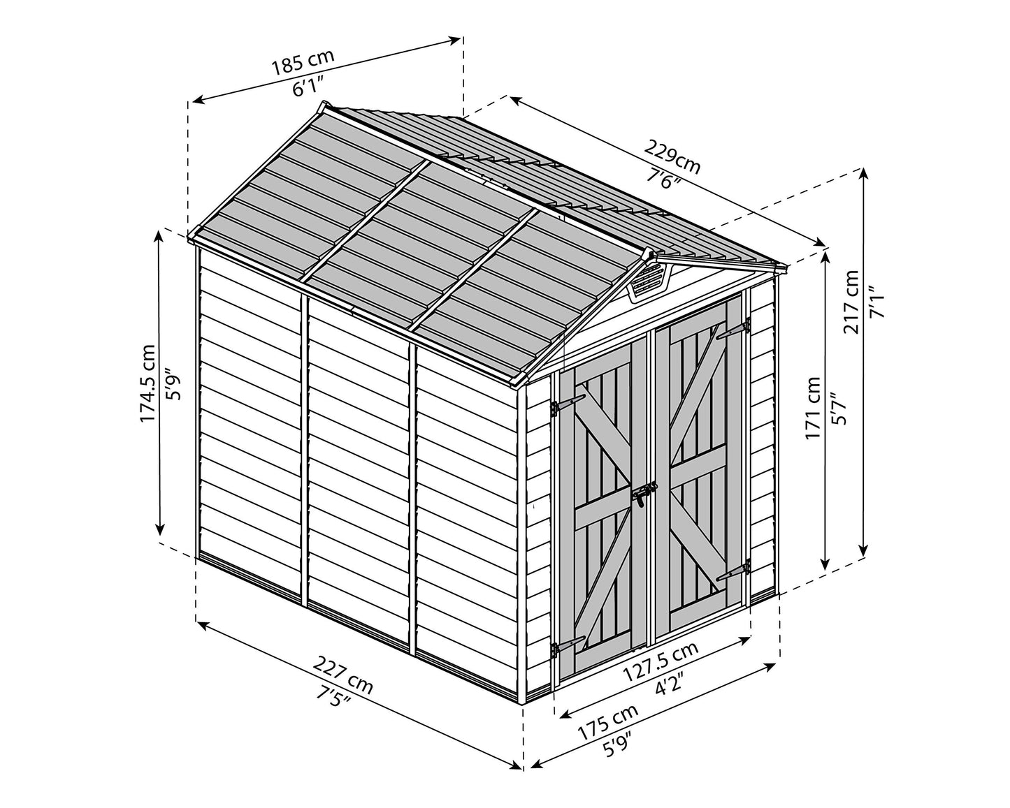 Palram - Remise de rangement Canopia SkyLight 6' x 8' - Gris 6' x 8' 