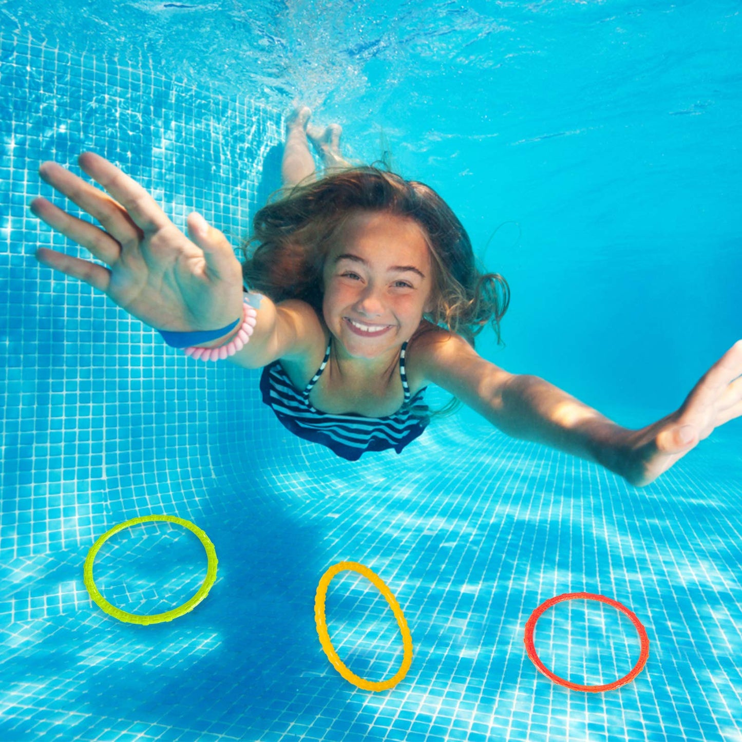 Jouets de piscine pour enfants de 8 à 12 ans, 6 pièces de natation, jouets de natation sous-marins d'été, anneaux de plongée pour adolescents et adultes