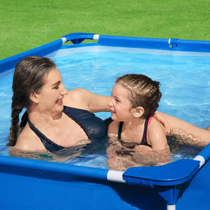 Bestway Steel Pro 87 Inch x 59 Inch x 17 Inch Rectangular Metal Frame Above Ground Outdoor Backyard Swimming Pool, Blue (Pool Only) 7.25' x 4.9' x 17"