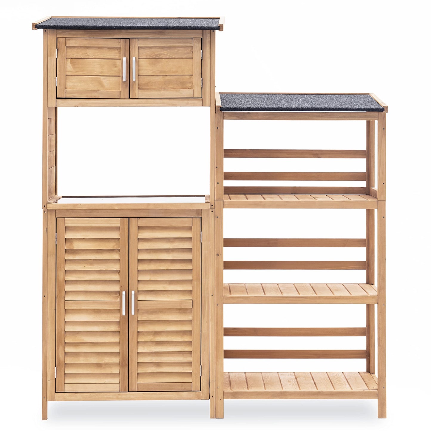 MCombo Armoire de rangement extérieure, combinaison d'abri de jardin en bois, abri de rangement pour outils de jardin, étagère pour plantes en bois de sapin pour l'extérieur et la cour 2444 (naturel) Naturel 