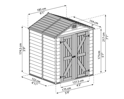 Palram - Hangar de rangement Canopia SkyLight 6' x 5' - Tan 6' x 5' 