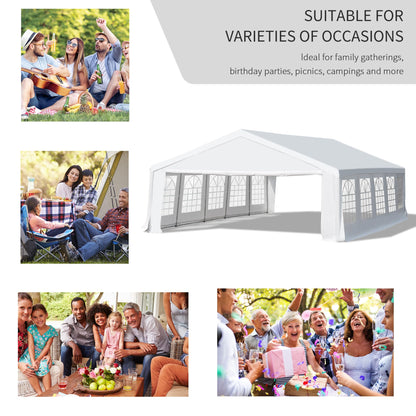 Outsunny 20' x 32' Grande tente de fête extérieure pour abri de voiture avec parois latérales de protection amovibles et utilisations polyvalentes, blanc 32' x 20' 