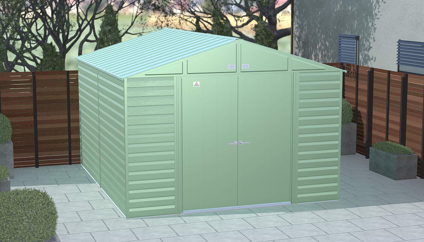 Arrow Shed Select Hangar de rangement extérieur verrouillable en acier, 10' x 12', vert sauge 