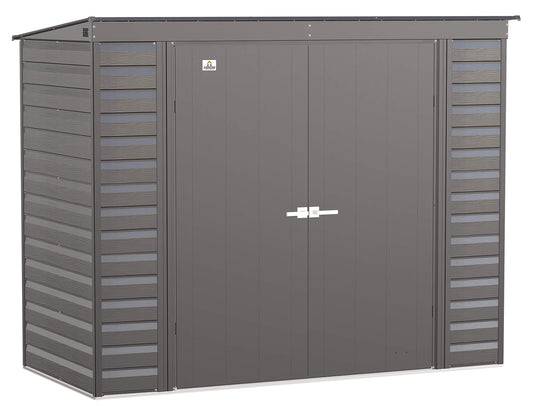 Arrow Shed Select 8' x 4' Outdoor Lockable Steel Storage Shed Building, Charcoal