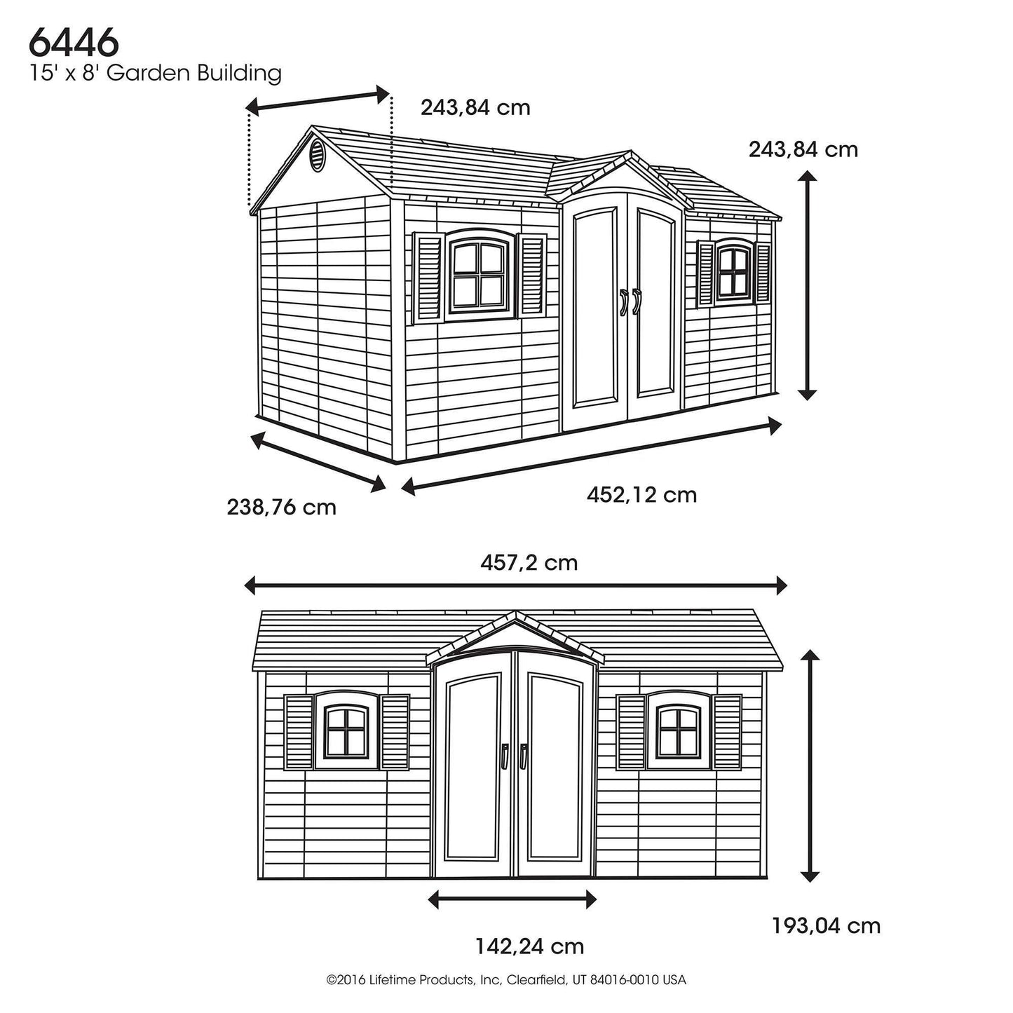 Lifetime 6446 Abri de rangement extérieur 8 x 15 pieds Sable du désert 