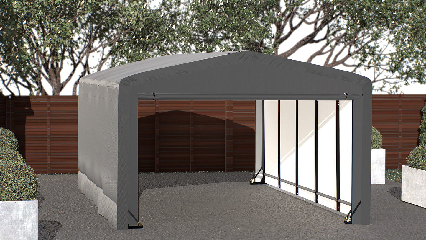 ShelterLogic ShelterTube Abri de garage et de stockage, 12' x 23' x 8', cadre en acier robuste, boîtier résistant au vent et à la neige, gris 12' x 23' x 8' 