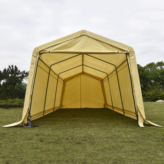 Wonline Abri Auto 10x20x8ft Portable extérieur Voiture Garage Hangar de Rangement auvent pour Voitures Sable Beige carré 