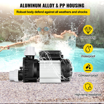 Happybuy Pompe de Piscine 1hp 110v Bain à Remous 0,75 Kw Circulation d'Eau Spa Piscine Hors Sol 1 HP