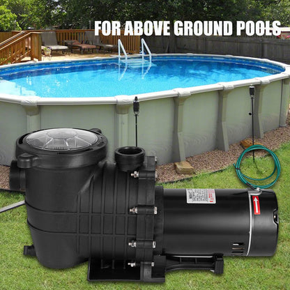 Pompe de piscine TOPDEEP 1,5 HP creusée, pompe de piscine auto-amorçante hors sol, pompes de piscine à vitesse unique double tension avec panier de crépine et 2 connecteurs 1-1/2NPT