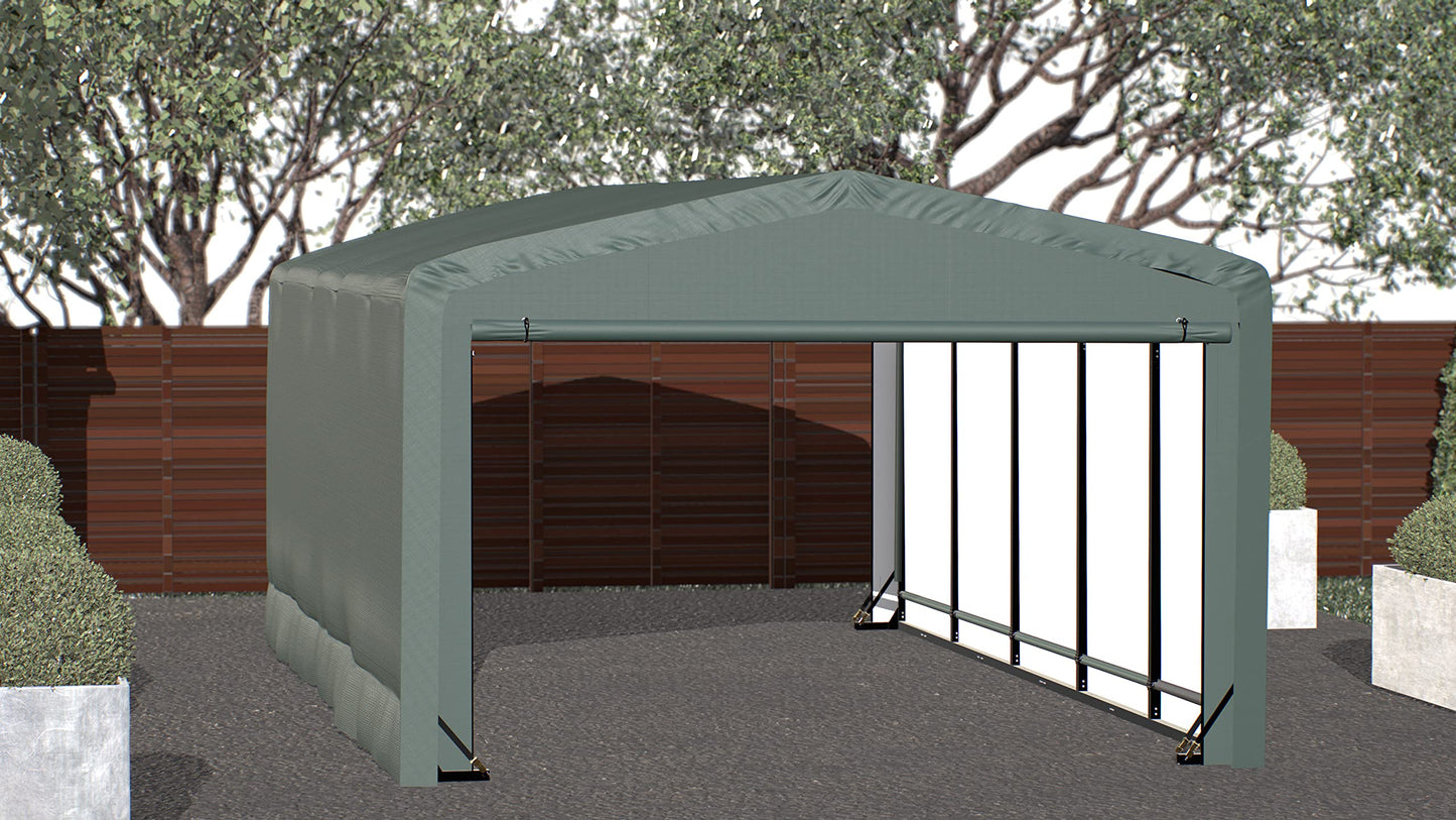 ShelterLogic ShelterTube Garage & Storage Shelter, 12' x 23' x 8' Heavy-Duty Steel Frame Wind and Snow-Load Rated Enclosure, Green 12' x 23' x 8'