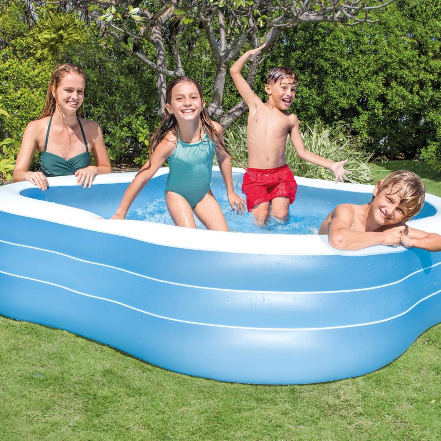 Intex Swim Center Family Inflatable Pool, 90" x 90" x 22", Ages 6+