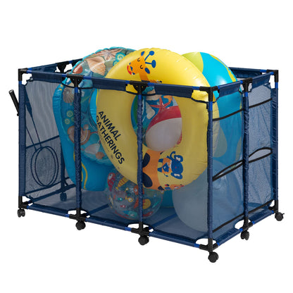 ALIMORDEN Pool Storage Bin, Ball and Toy Mesh Container, Blue(50"x31"x34") L