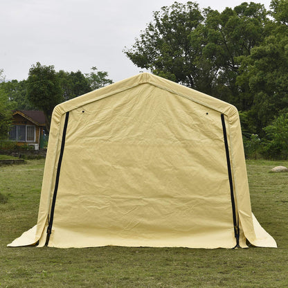 Wonline Carport Auto Shelter 10x20x8ft Portable Outdoor Car Garage Storage Shed Canopy for Cars Sand Beige square