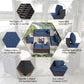 ALAULM 9 Pieces Outdoor Patio Furniture Set Sectional Sofa Sets - Dark Blue