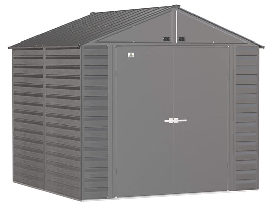 Arrow Shed Select 8' x 8' Outdoor Lockable Steel Storage Shed Building, Charcoal