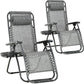 FDW Zero Gravity Chair Lounge Chair Set of 2 Lawn Chair Outdoor Chair Deck Chairs Camping Chairs Folding Patio Chair Beach Chairs Anti Recliner Pool Chair with Pillow and Cup Holder Grey