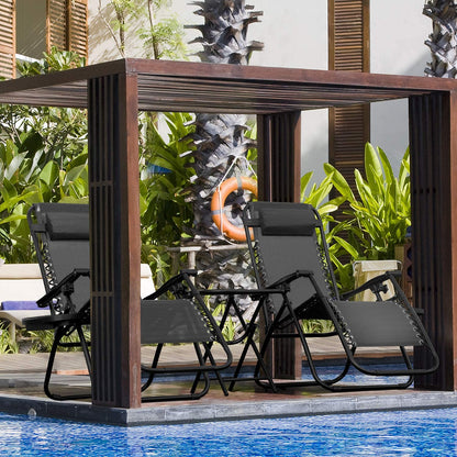 Flamaker Zero Gravity Chaises Chaise longue inclinable pliante d'extérieur avec table d'appoint et porte-gobelets pour piscine, cour et camping (Noir) Noir