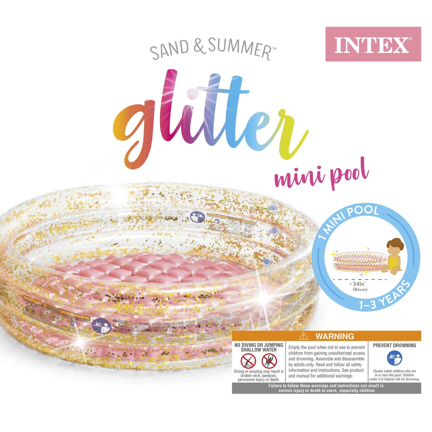 Intex Glitter Mini Pool, Inflatable Kids Pool, Ages 1-3