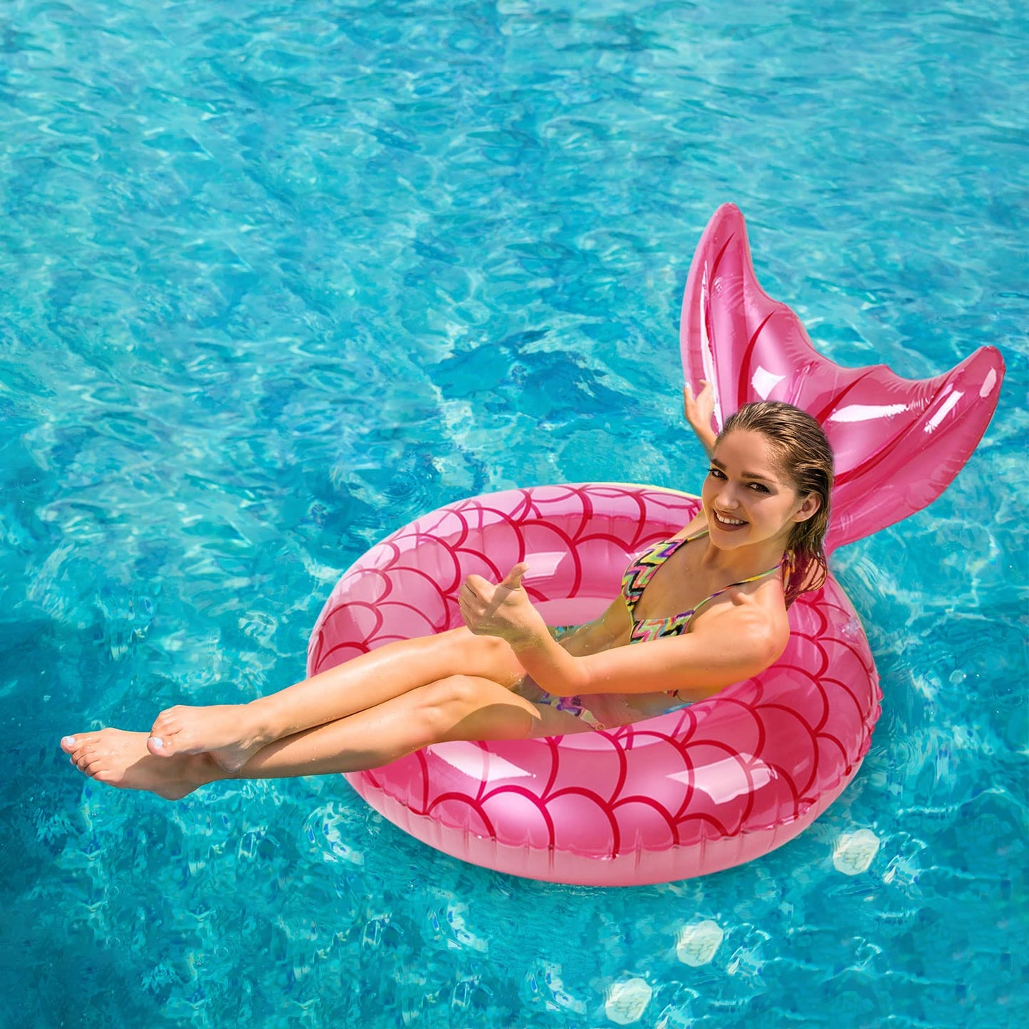 Inflatable Pool Float Swim Circle, 43" Diameter Summer Swim Ring, Swimming Float Party Water Sport Beach Floatie Toy for Fun Pink