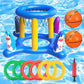 2-in-1 Pool Toys Games Set, Inflatable Pool Basketball Hoop & Ring Toss Game, Summer Pool Floats Water Toys for Kids Adults Family, Pool Accessories for Boys Girls