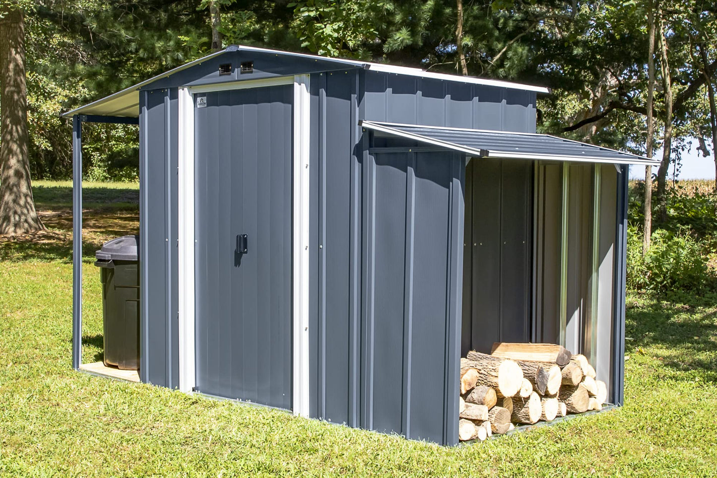 Arrow Sheds 10' x 5' Galvanized Steel 3-in-1 Pad-Lockable Outdoor Utility Storage Shed, Anthracite Modern