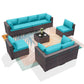ALAULM 9 Pieces Outdoor Patio Furniture Set Sectional Sofa Sets - Blue