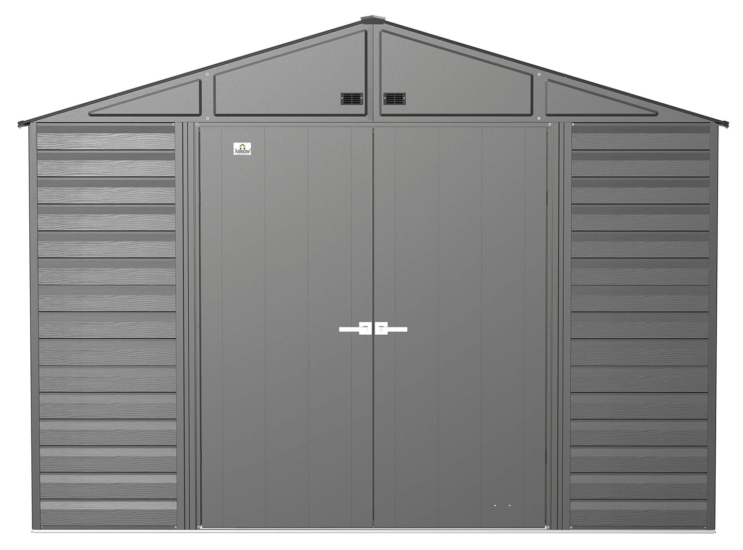 Arrow Shed Select 10' x 14' Outdoor Lockable Steel Storage Shed Building, Charcoal & AK600 Earth Anchor Kit, Steel-Stainless Shed Building + Anchor Kit