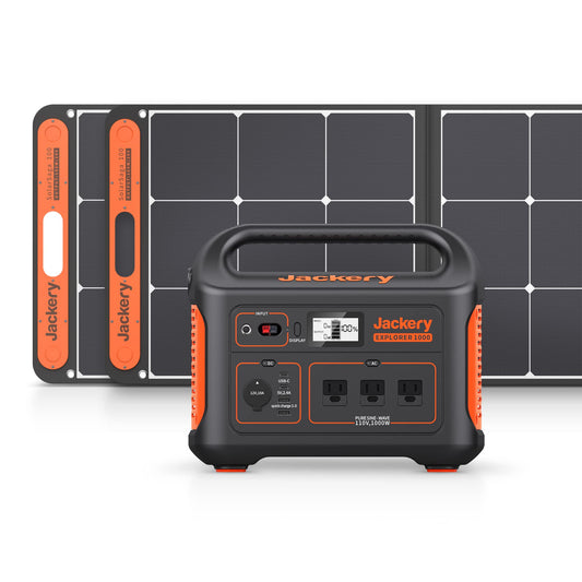 Jackery Solar Generator 1000, 1002Wh Capacity with 2xSolarSaga 100W Solar Panels