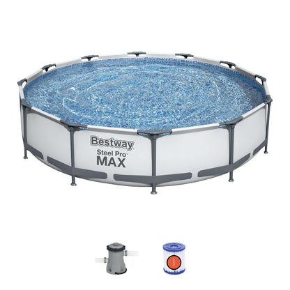 Bestway 56417 Steel Pro Above Ground, 12ft x 30 Inch | Frame Swimming Pool with Filter Pump