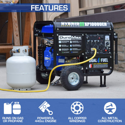 DuroMax XP10000EH Dual Fuel Portable Generator - 10000 Watt