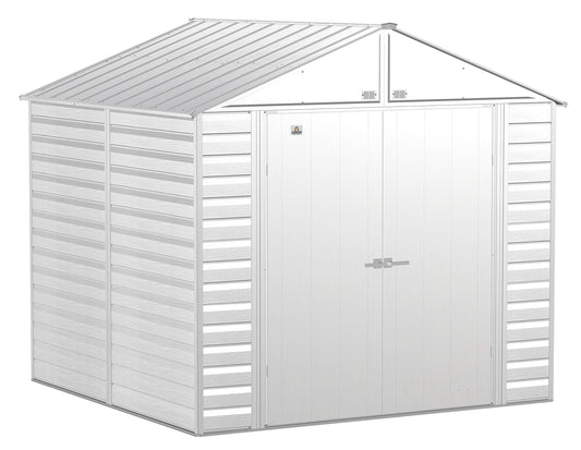 Arrow Shed Select 8' x 8' Outdoor Lockable Steel Storage Shed Building, Flute Grey