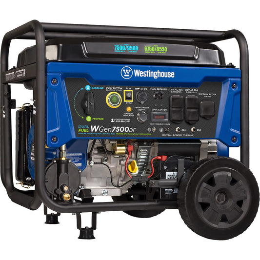 Westinghouse 9500 Peak Watt Dual Fuel Home Backup Portable Generator with Remote Electric Start - WGen7500DF