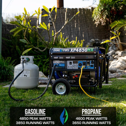 DuroMax XP4850HX Générateur portable double carburant - 4850 W - Démarrage électrique alimenté au gaz ou au propane avec alerte CO, approuvé par 50 États - Bleu 4 850 W double carburant 