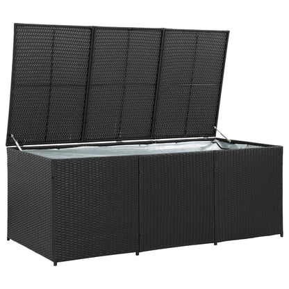 Festnight Patio Storage Box Deck Box for Patio Furniture, Outdoor Cushions, Garden Tools and Pool Toys Poly Rattan 70.8"x35.4"x29.5" Black