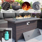 ALAULM 8 Pieces Outdoor Patio Furniture Set with Propane Fire Pit Table Outdoor Sectional Sofa Sets (Grey)