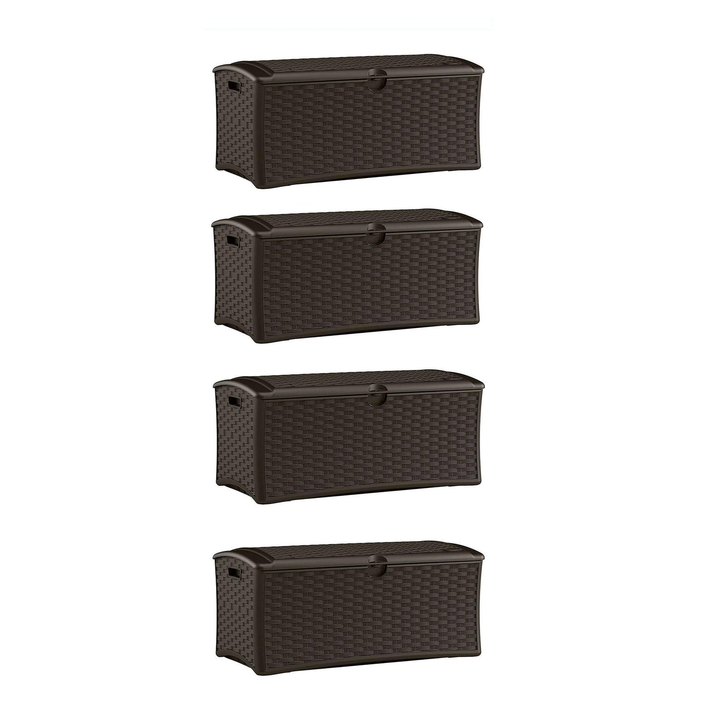 Suncast 72 Gallon Resin Wicker Outdoor Patio Storage Deck Box, Brown (4 Pack) 72 gallon - 4 Pack
