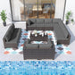 ALAULM 14 Pieces  Sectional Outdoor Patio Furniture Sofa Sets - Grey