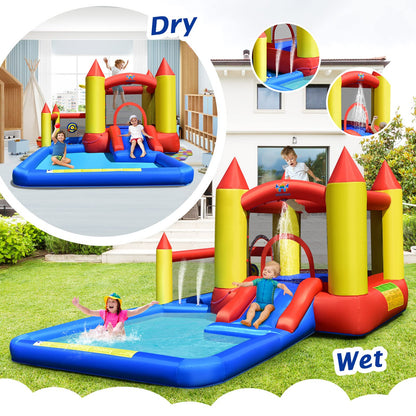 BOUNTECH Inflatable Water Bounce House, Giant Waterslide Park for Kids Backyard Fun Wet and Dry w/Splash Pool, Blow up Water Slides Inflatables for Kids and Adults Outdoor Party Gifts Castle without 480W Air Blower