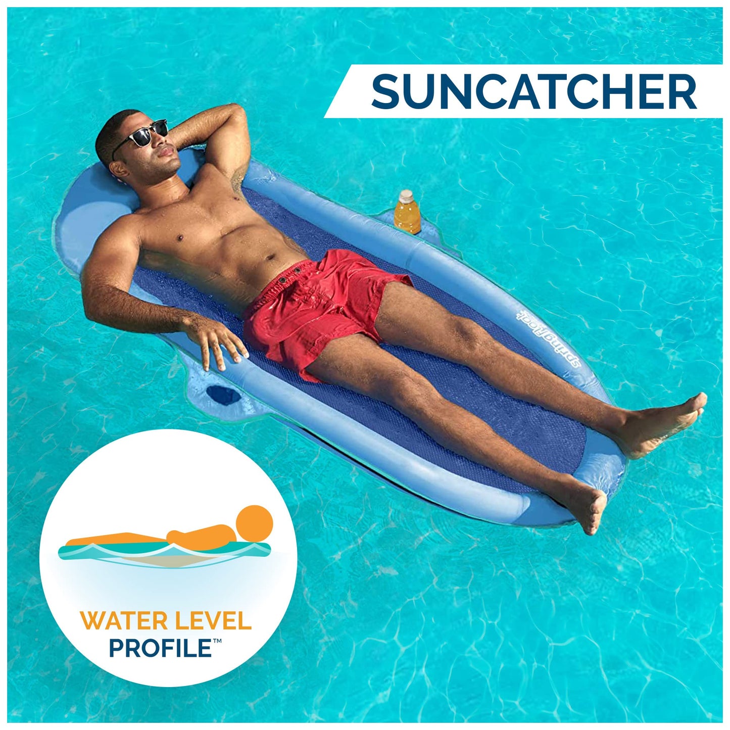 SwimWays Spring Float SunCatcher Chaise longue de piscine avec valve hyper plate Bleu