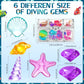 24 Pieces Diving Gem Pool Toys Colorful Summer Swimming Gem Diving Toys with 2 Treasure Pirate Boxes Summer Underwater Swimming Toy Set for Parties Birthday, Wedding Decoration Gems (Ocean Style) Ocean Style