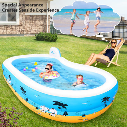 Grande piscine gonflable avec siège, piscine gonflable Jhunswen pour adultes, 100" x 61" x 17" pour enfants avec dossier pour jardin extérieur, centre aquatique familial d'été (sans pompe) 100" x 61" x 17"