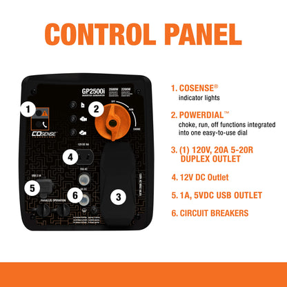 Generac 8251 GP2500i Générateur portable 2500 watts, générateur orange/noir + prise 