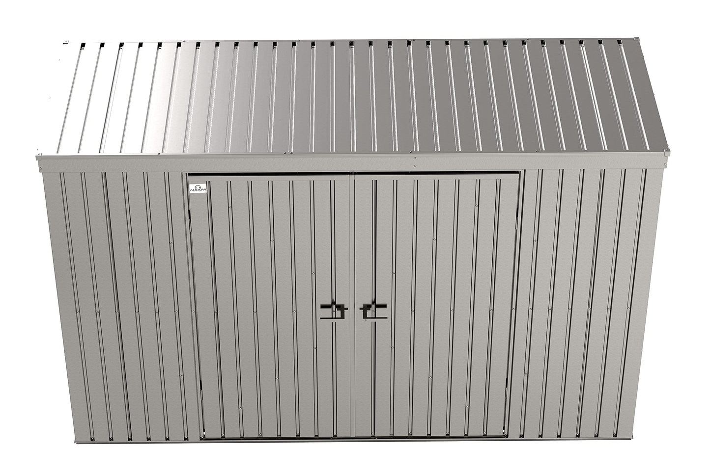 Arrow Shed Elite 10' x 4' Outdoor Lockable Pent Roof Steel Storage Shed Building, Silver