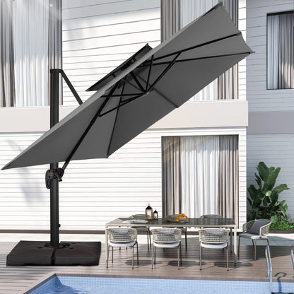 Parasol de patio carré en porte-à-faux 12PI GRIS 