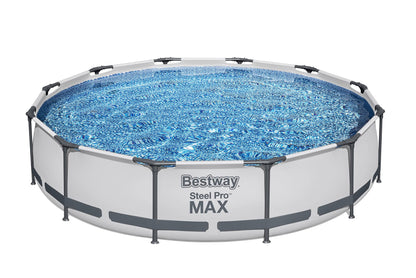 Bestway Steel Pro MAX 12 Foot x 30 Inch Round Metal Frame Above Ground Outdoor Backyard Swimming Pool Set with 330 GPH Filter Pump 12' x 30"